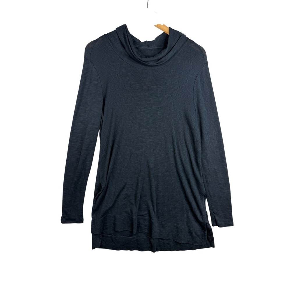 J. Jill Cowl Neckline Pima Cotton Long Sleeve Tunic size Small Black